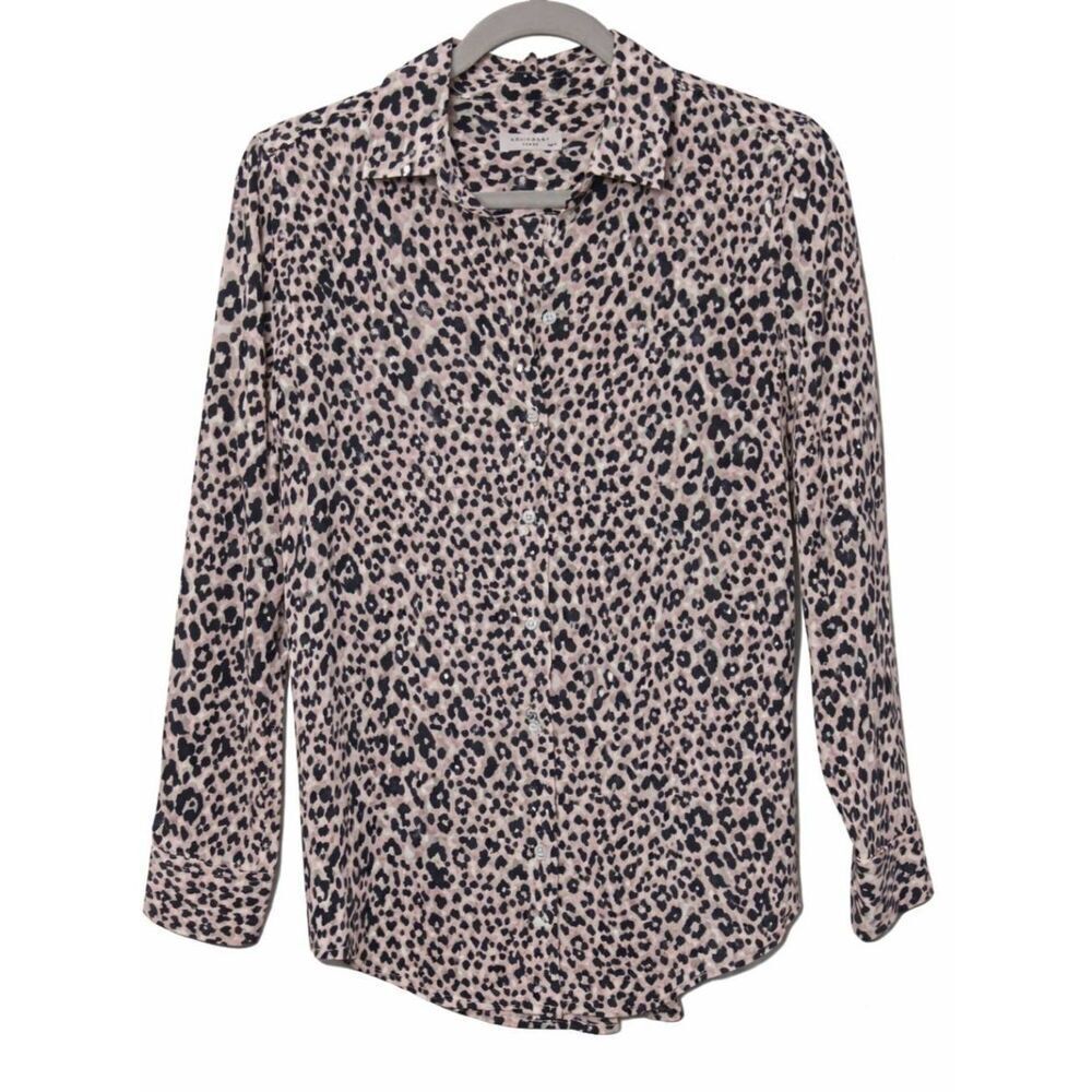 Equipment womens small 100% silk blouse animal print shirt gray shirt pale pink